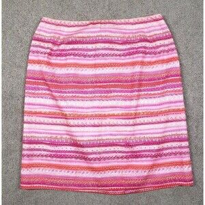 Vintage 90s Talbots Women's Pencil Skirt Geometric Pink/Multi Size 8 Lightweight